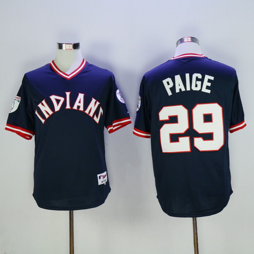 Men Cleveland Indians 29 Paige Blue 1976 MLB Jerseys